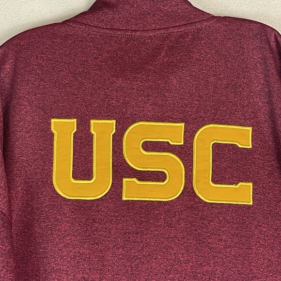 USC Pullover Mens 4XLT Red 1/4 Zip Mock Neck Pockets USC Trojans University Logo - Picture 10 of 12